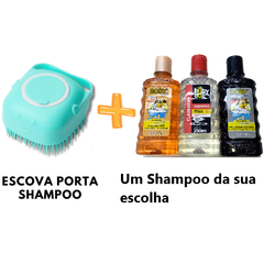 Kit Limpeza Pet Escova para Cachorro Gato Dispenser Shampoo + Luva Tira Pelo Massageadora + Shampoo - comprar online