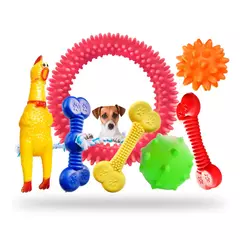 Kit 7 Brinquedo Cachorro Pet Pequeno Porte Brinquedinho Pet Mordedor