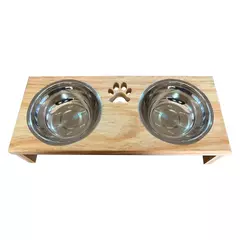 Comedouro Pet Bebedouro Cachorro Gato Elevado 2 Pote Inox - Peludos pet online