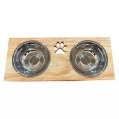 Imagem do Comedouro Pet Bebedouro Cachorro Gato Elevado 2 Pote Inox
