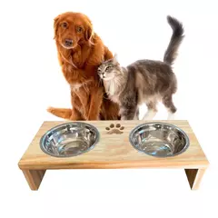 Comedouro Pet Bebedouro Cachorro Gato Elevado 2 Pote Inox