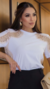 T-shirt Malha Detalhe Renda Chantily - comprar online