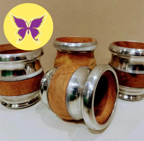 Mate de madera mitad acero