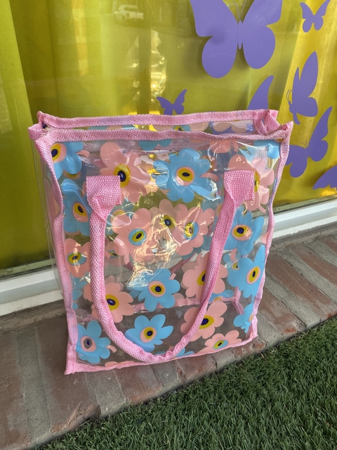 Cartera plástico con flores