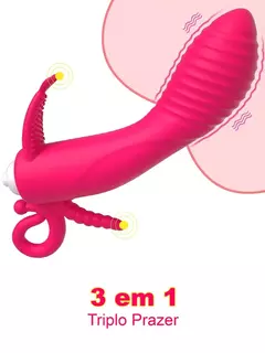 VIBRADOR 3 EM 1 COM FORMATO EM COELHO