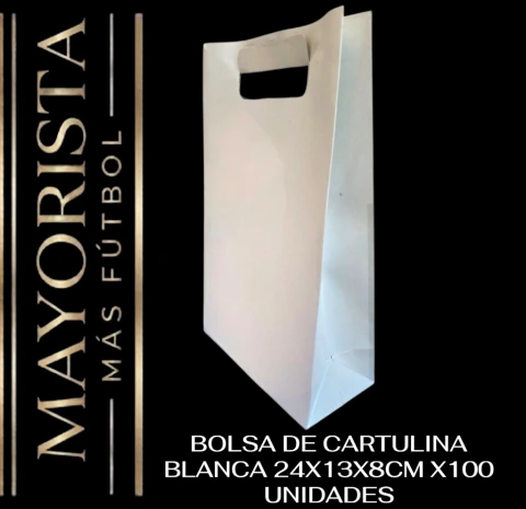 BOLSA DE CARTULINA BLANCA 34x20x9.5 X100 UNIDADES