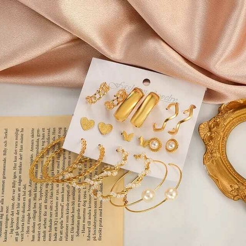 kit de 9 brincos estilo europeus e americanos geométricos