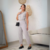 Conjunto Cropped e Calça em Linho Cru