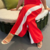 Conjunto Vermelho com Listra Branca na internet