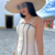 Imagem do Vestido Midi Areia com Vivo Azul Marinho