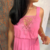 Vestido em Linho com Renda nas cores Rosa e Verde