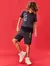Conjunto Infantil Menino Play Camiseta e Bermuda Com Chaveiro Dino Cinza Catavento