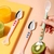 Colher alimentação bebê silicone e aço inoxidável 2 em 1, colher raspagem e colher silicone