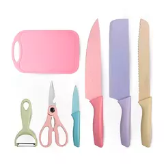 Conjunto de Facas 7 Peças Aço Inoxidável Colorido Multifunci - PARA TUDO - COMPRAS CRIATIVAS