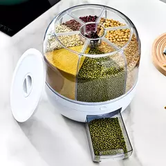 Dispenser De Alimentos E Grãos Giratório Com 6 Divisões - PARA TUDO - COMPRAS CRIATIVAS