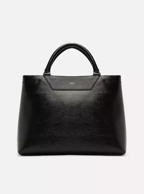 Bolsa Tote Preta Couro Textura Grande AREZZO