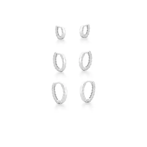 TRIO DE ARGOLA ONDULADAS PRATA 925