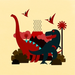 Camiseta dinosaurios Volcán Vainilla - comprar online