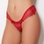 Calcinha tanga vermelha em renda com detalhes em laço.