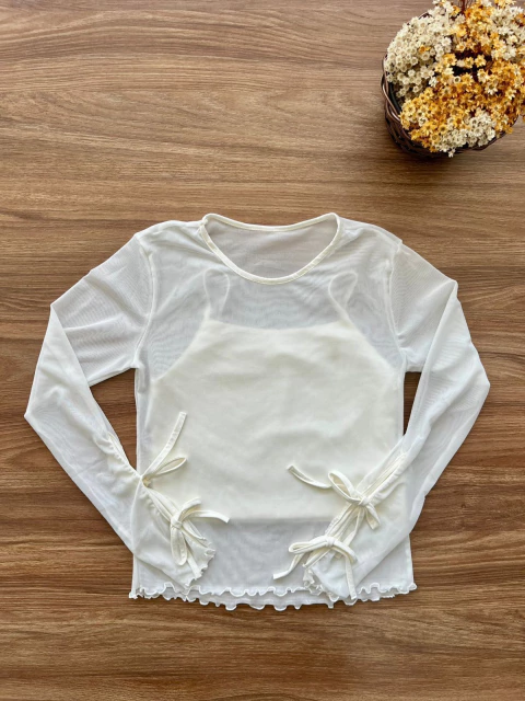 BLUSA TULE E CROPPED DE VISCOSE