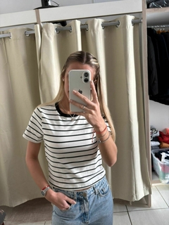 Blusa Off-White Listrada Algodão