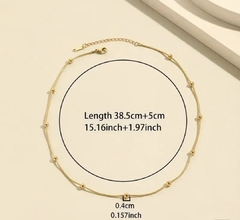 Imagem do Colar Corrente Feminino Com Bolinhas Banhado A Ouro 18k 45cm