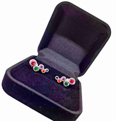 Brinco de Prata 925 Pontos de Zircônia Coloridos - loja online