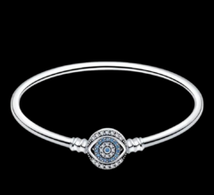 Pulseira Berloque Olho Grego Turquesa Prata 925 Legitima 18cm - comprar online