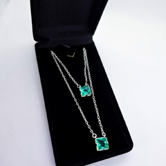 Escapulário de Prata 925 Zircônia Verde Turmalina - comprar online
