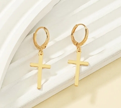 Argolinha De Cruz Pendurada Banhada A Ouro 18k - comprar online