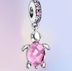 Berloque Tartaruga Cravejada Rosa Em Prata 925 - comprar online