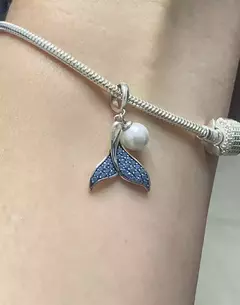 Imagem do Berloque Cauda De Sereia c\ Pérola - Prata 925