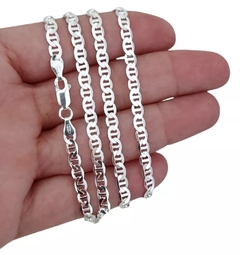 Corrente Prata 925 Masculina Piastrine 50CM - 3mm