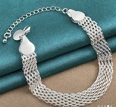 Pulseira Feminina Malha Esteira Prata 925 Legitima - Silver Shine - Prata 925