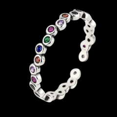Anel Ajustável Zircônias Coloridas Prata 925 - comprar online