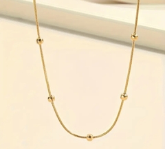 Colar Corrente Feminino Com Bolinhas Banhado A Ouro 18k 45cm - loja online