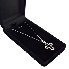 Colar de Prata 925 Masculino Pingente Cruz Vazada