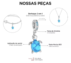 Berloque Tartaruga Pedra Azul Em Prata 925 Com Certificado - loja online