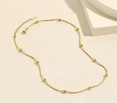 Colar Corrente Feminino Com Bolinhas Banhado A Ouro 18k 45cm na internet