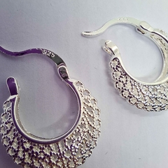 Brinco Argola Vintage - Prata 925 - Silver Shine - Prata 925