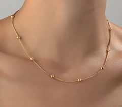 Colar Corrente Feminino Com Bolinhas Banhado A Ouro 18k 45cm - comprar online