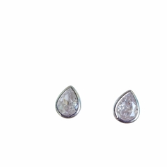Brinco Ponto de Luz - Prata 925- 8mm- Gota Transparente - comprar online