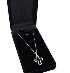 Colar de Prata 925 Masculino Pingente Cruz Vazada - loja online