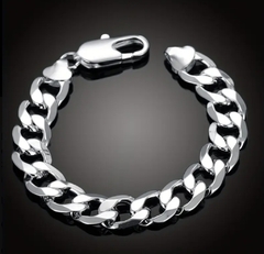 Pulseira Masculina 12mm - Grossa - Banhado a Prata 925