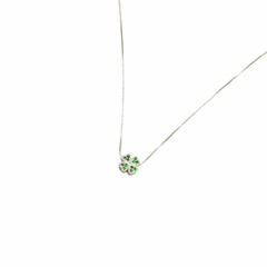 Gargantilha Trevo c/ Zirconias Cravejadas - Prata 925 - comprar online