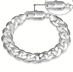 Imagem do Pulseira Masculina 12mm - Grossa - Banhado a Prata 925