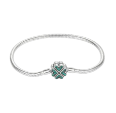 Pulseira Berloque Trevo Prata 925 Legitima 18cm