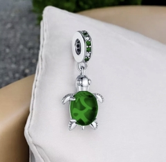 Berloque Tartaruga Pedra Verde Em Prata 925 - comprar online