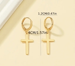 Argolinha De Cruz Pendurada Banhada A Ouro 18k - Silver Shine - Prata 925