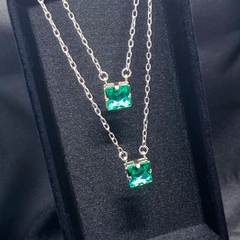 Escapulário de Prata 925 Zircônia Verde Turmalina - Silver Shine - Prata 925